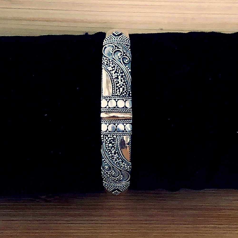 $168  Designer Estate Cuff  Sterling & Gold Overlay  26 Grams  Marked 925